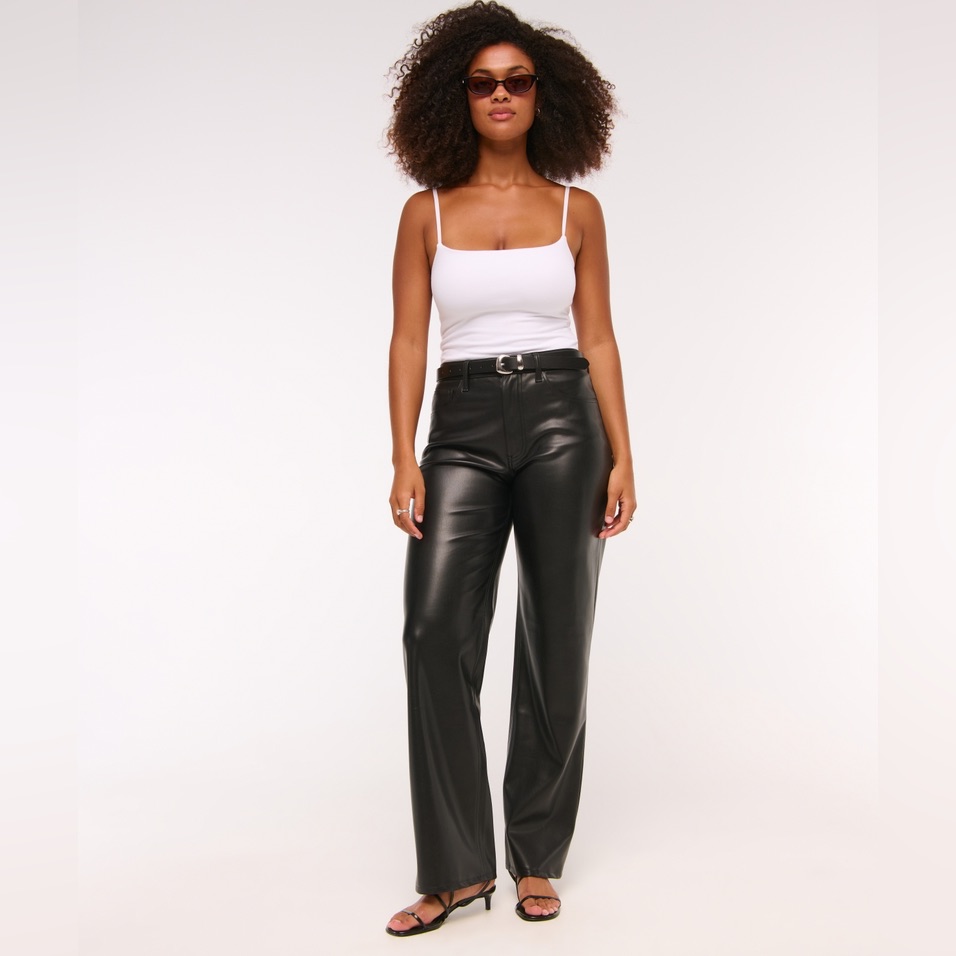 Abercrombie & Fitch Curve Love â90s Straight Ultra High Rise Faux Leather Pants